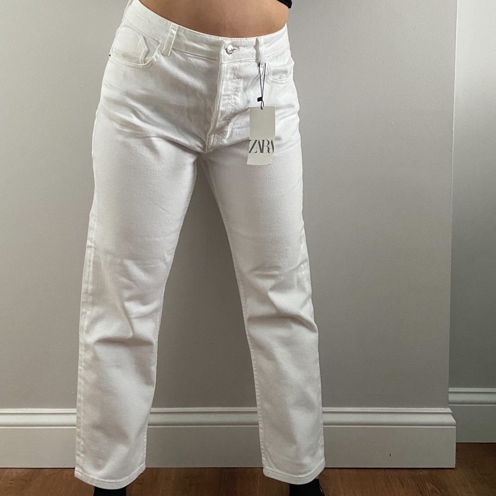Zara Size 10 white straight leg pants